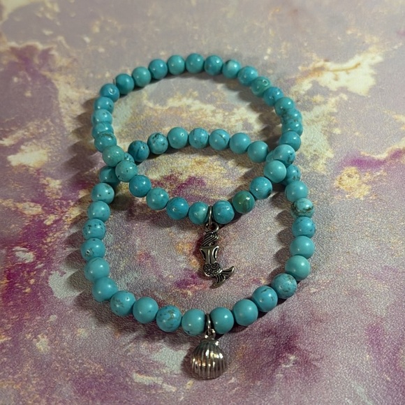 Two Turquoise Beaded Bracelets with Charms - Picture 5 of 5